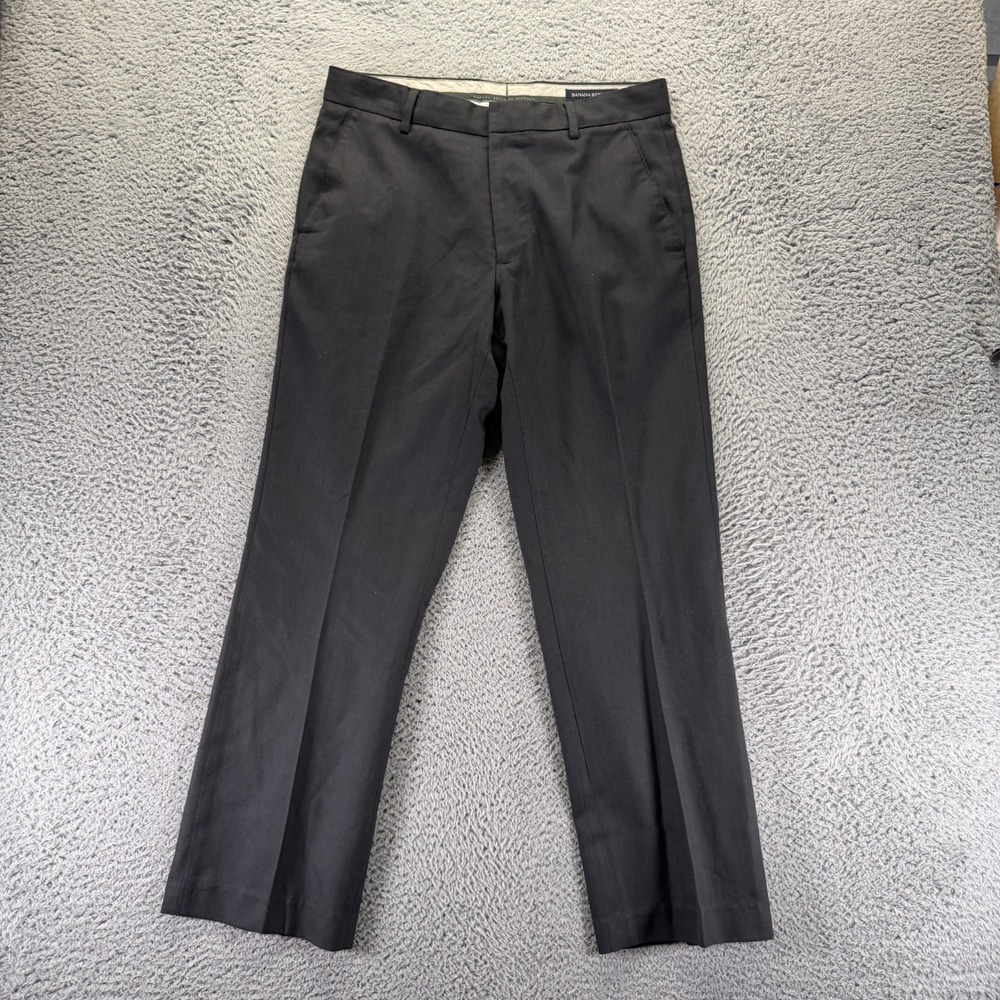 Banana Republic Pant Mens 33x30 Black Polyester Dress Straight Business Preppy